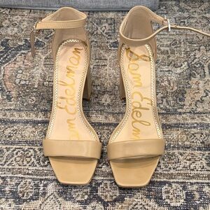 Sam Edelman Beige/Tan Ankle-Strap Block Heel Sandals - size 7.5